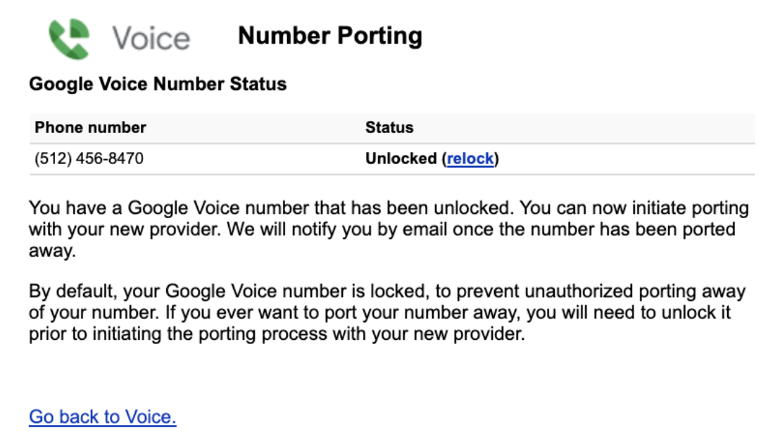 Visualización del estado de tu número de teléfono en Google Voice después de la portabilidad