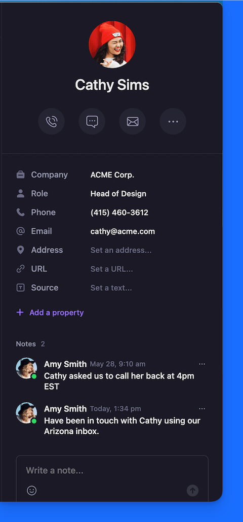 Ajout de notes aux contacts pour le suivi