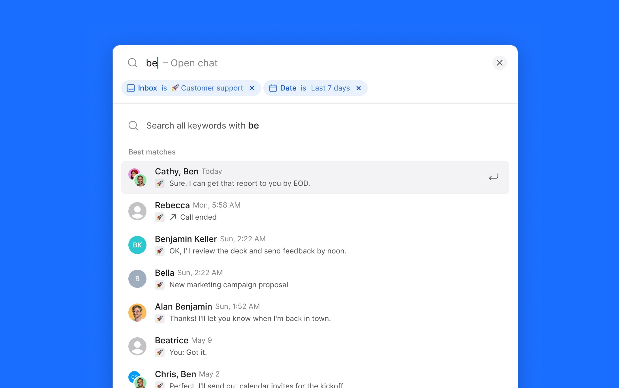 Lancer une recherche dans Quo à partir du Web ou du bureau