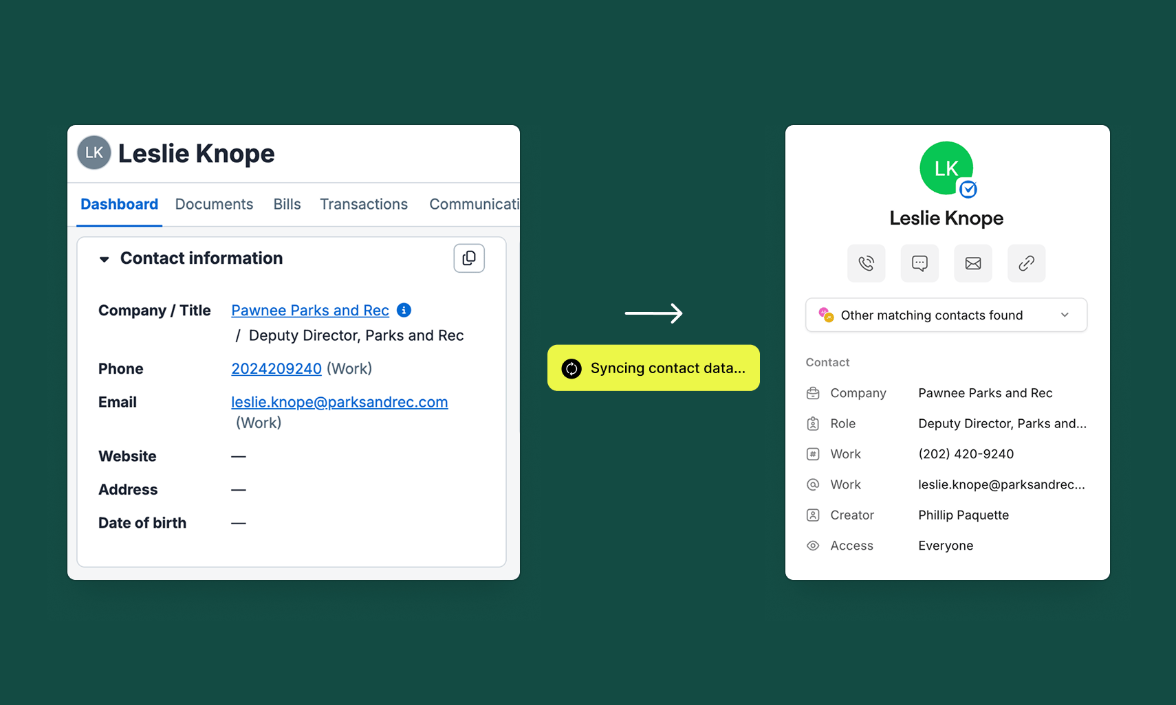 Clio contact sync with Quo