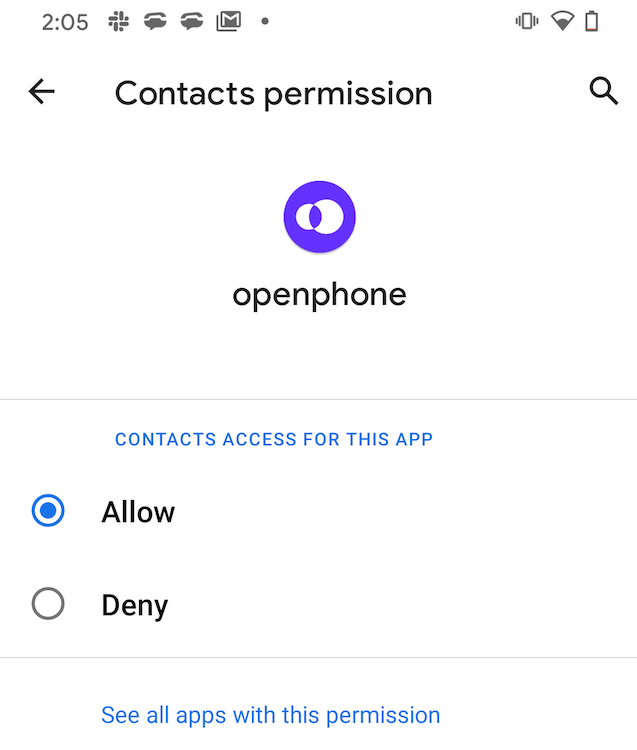 Permisos de Android para contactos
