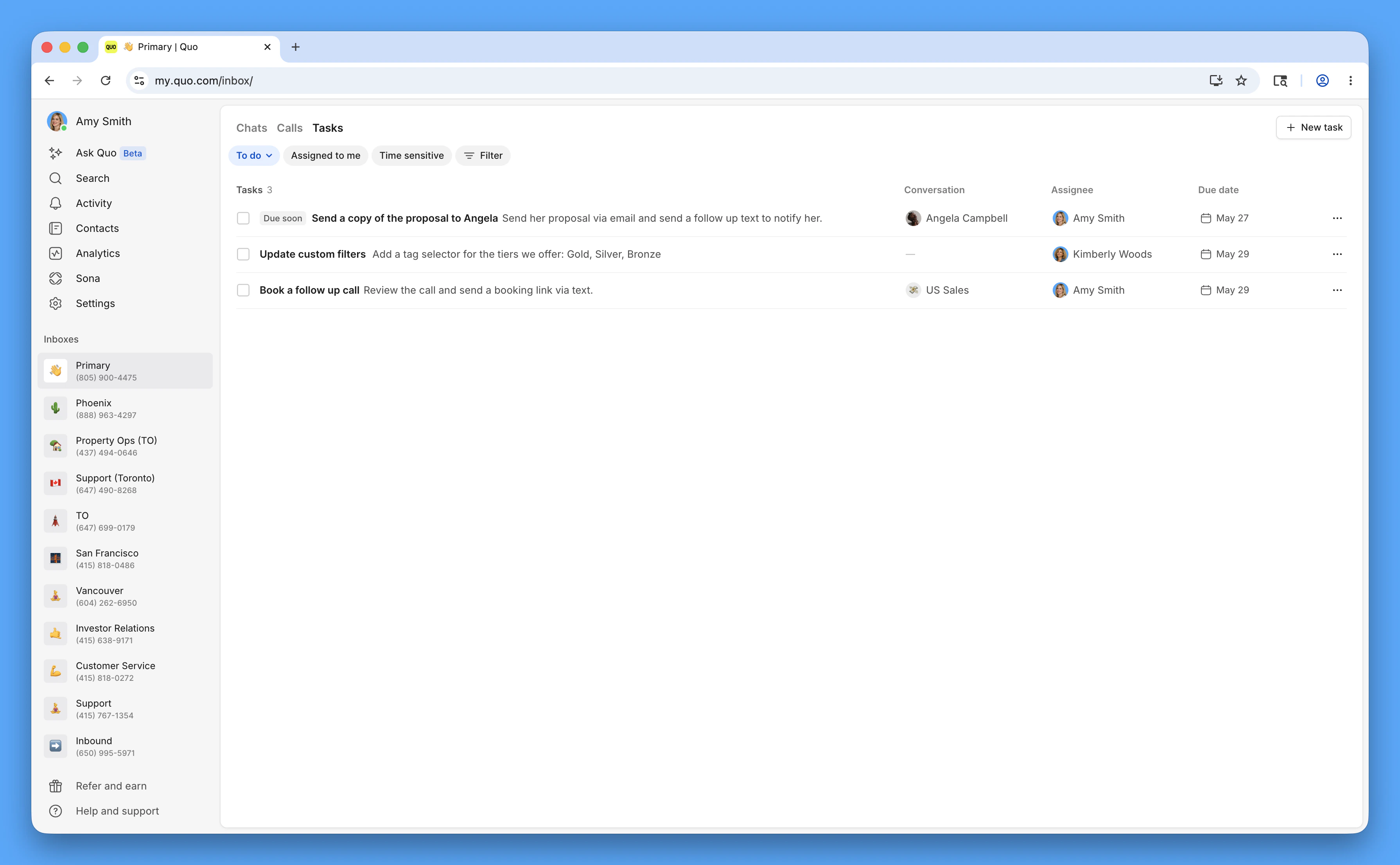 Manage tasks from the inbox