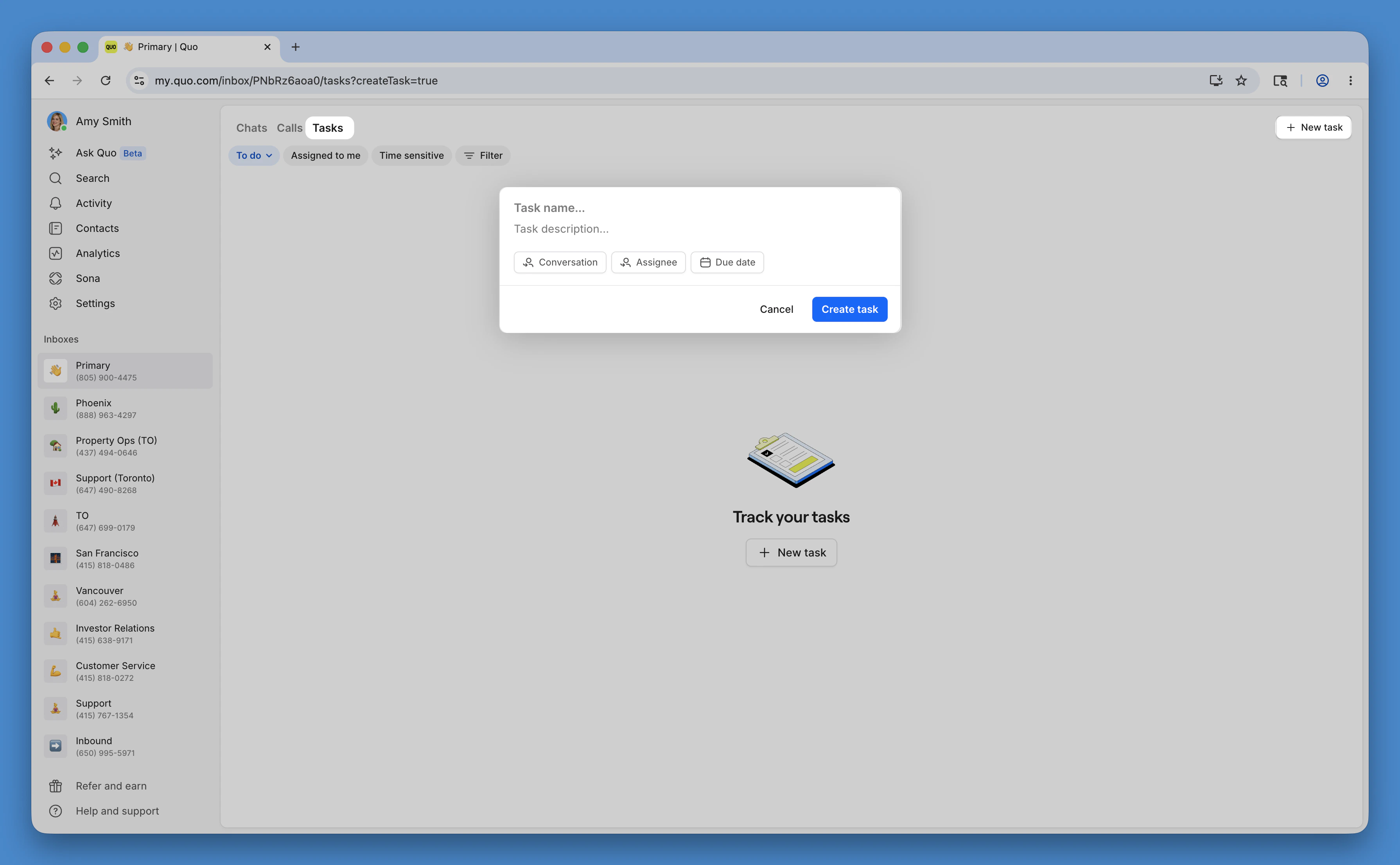 Create a task from the inbox