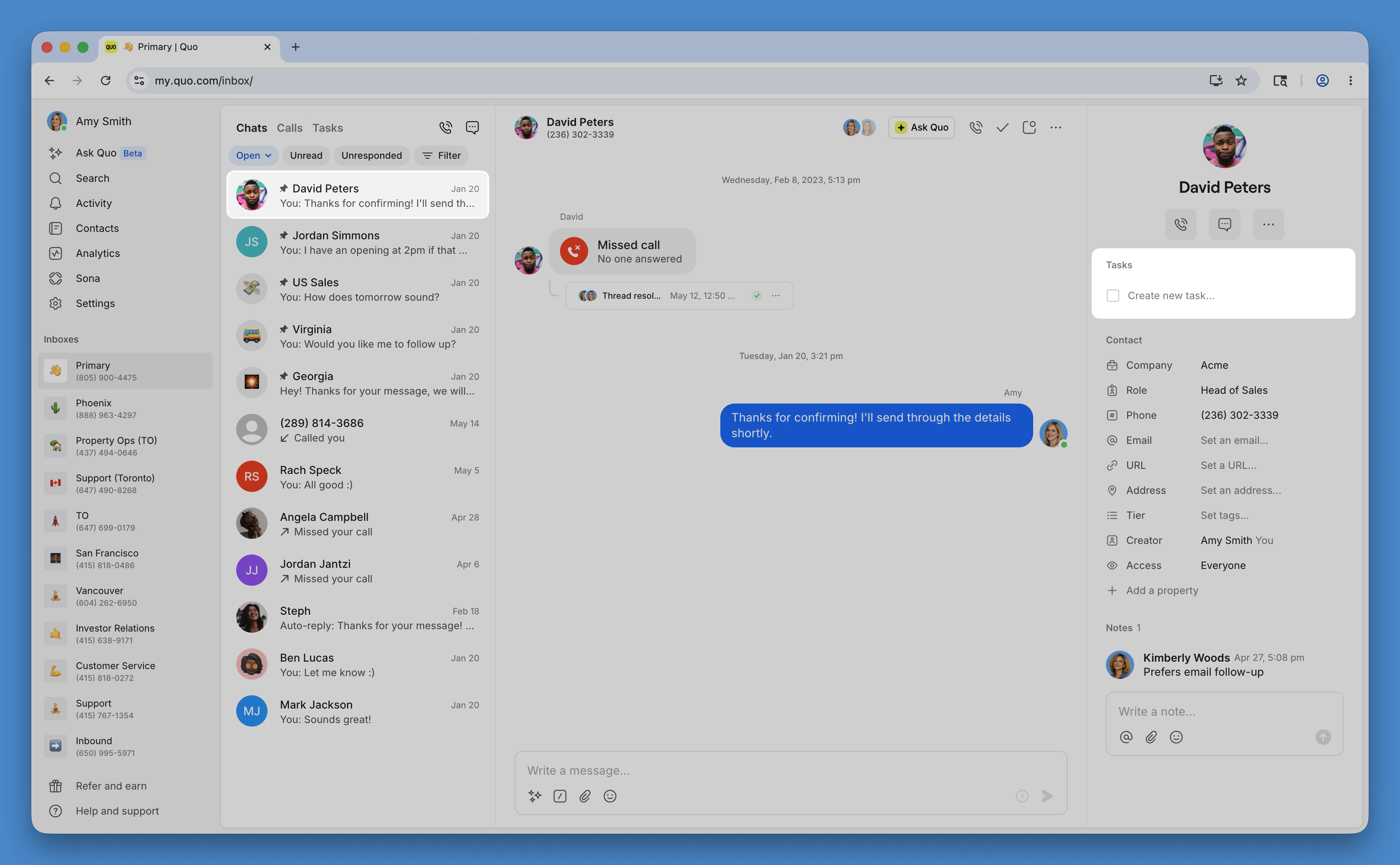 Create a task from the sidebar