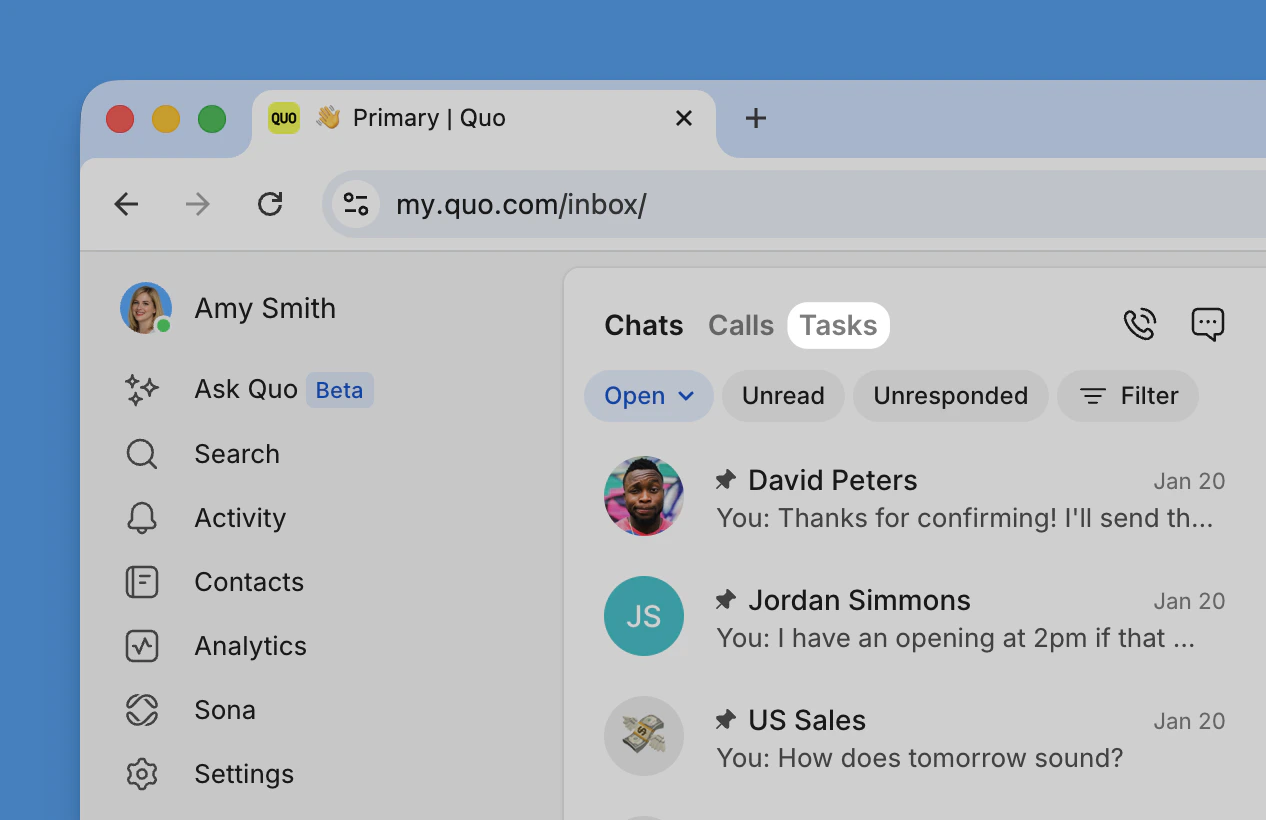 Manage tasks from the inbox