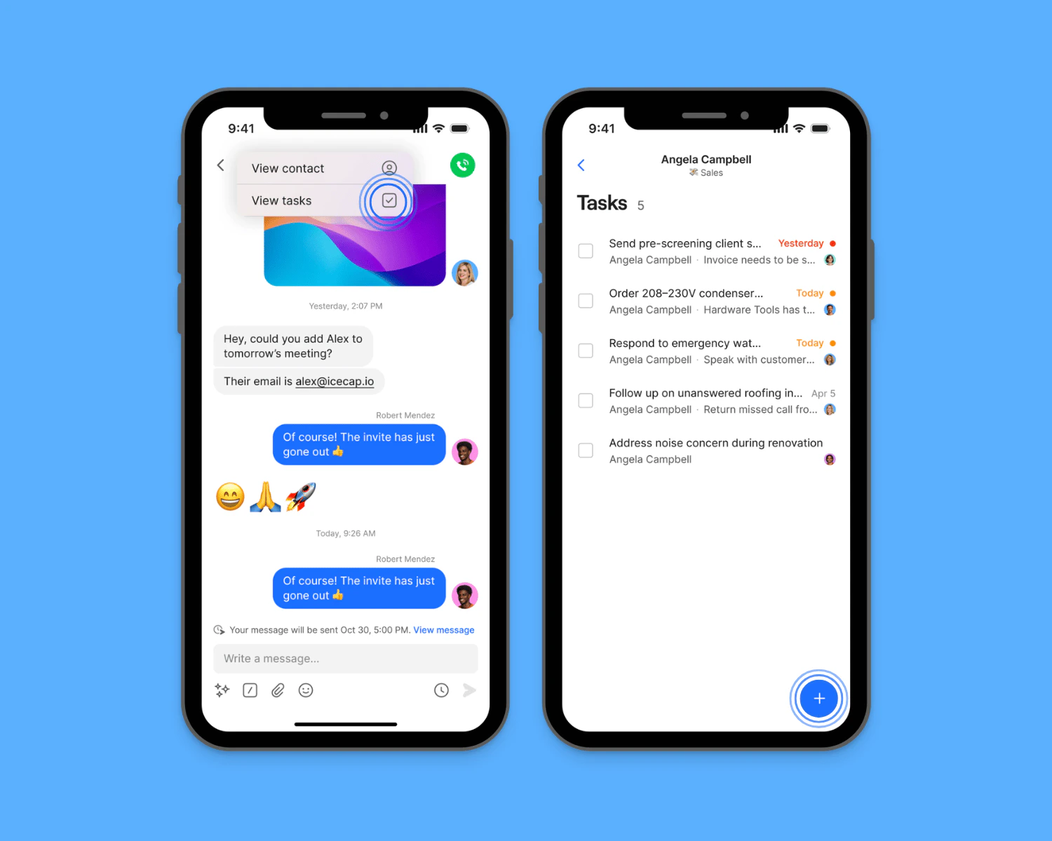 Create a task from a conversation on mobile