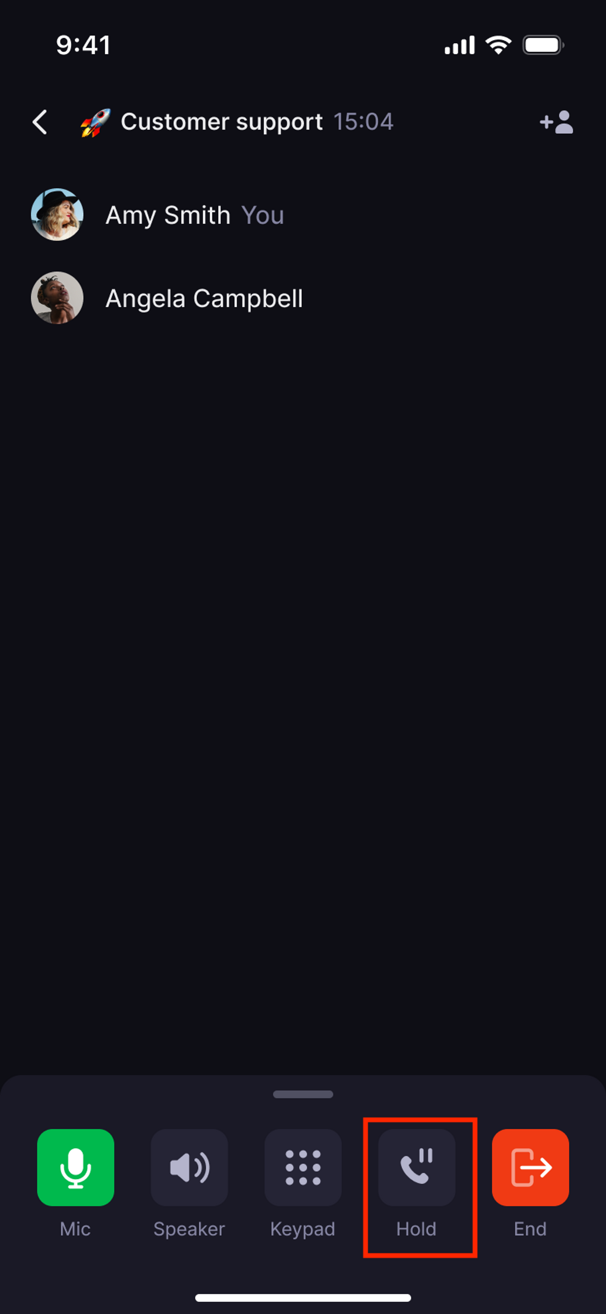 Contrôles de mise en attente pour un appel de groupe sur mobile