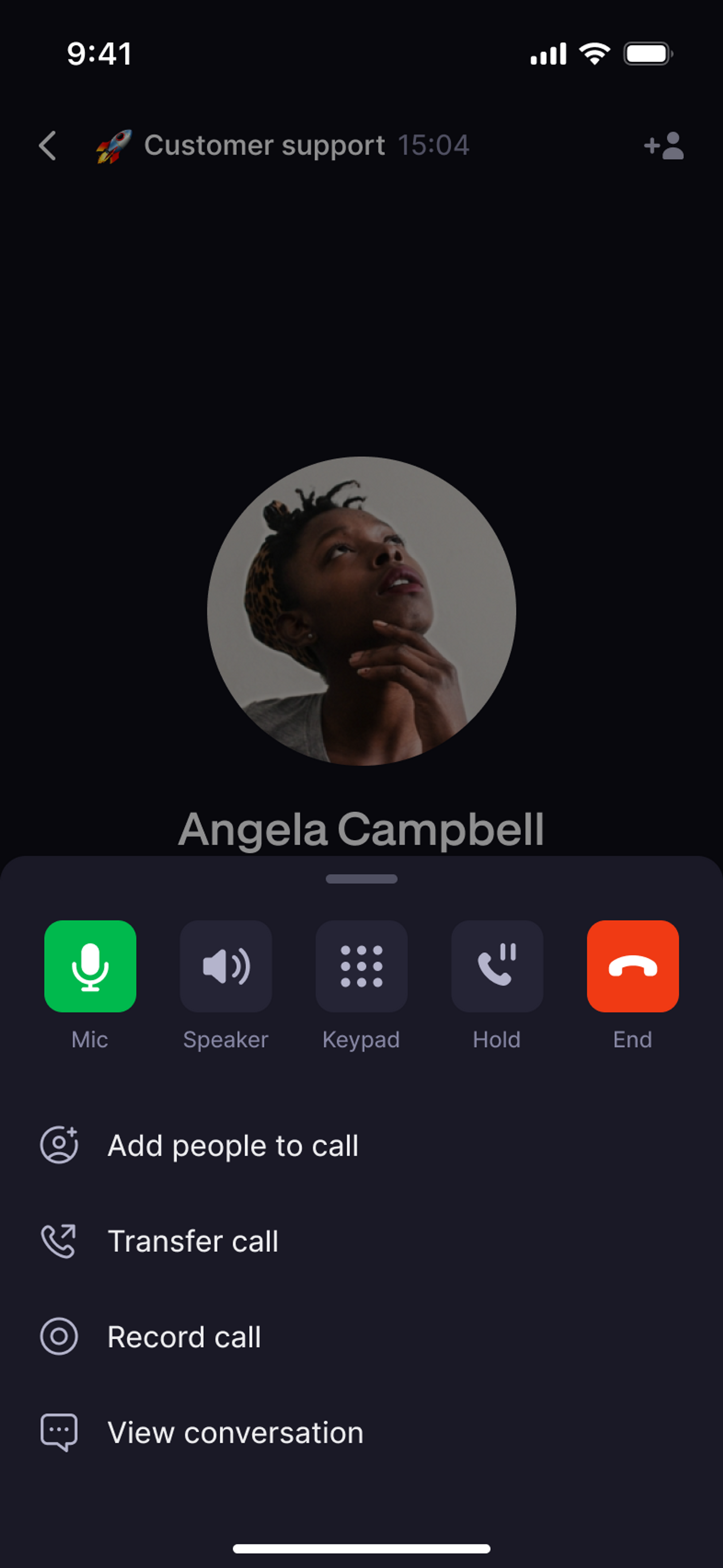 Transfer call option on mobile