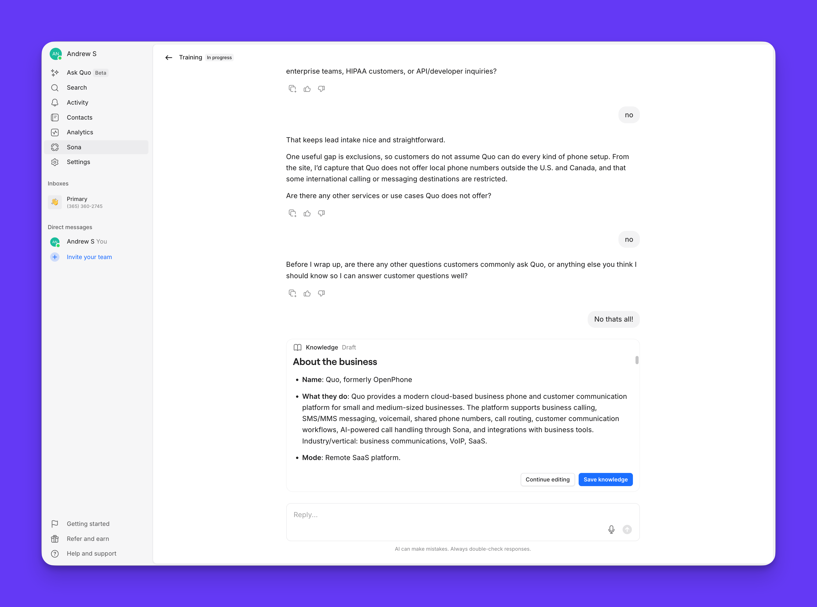 Pages de connaissances de Sona pour la capture de prospects