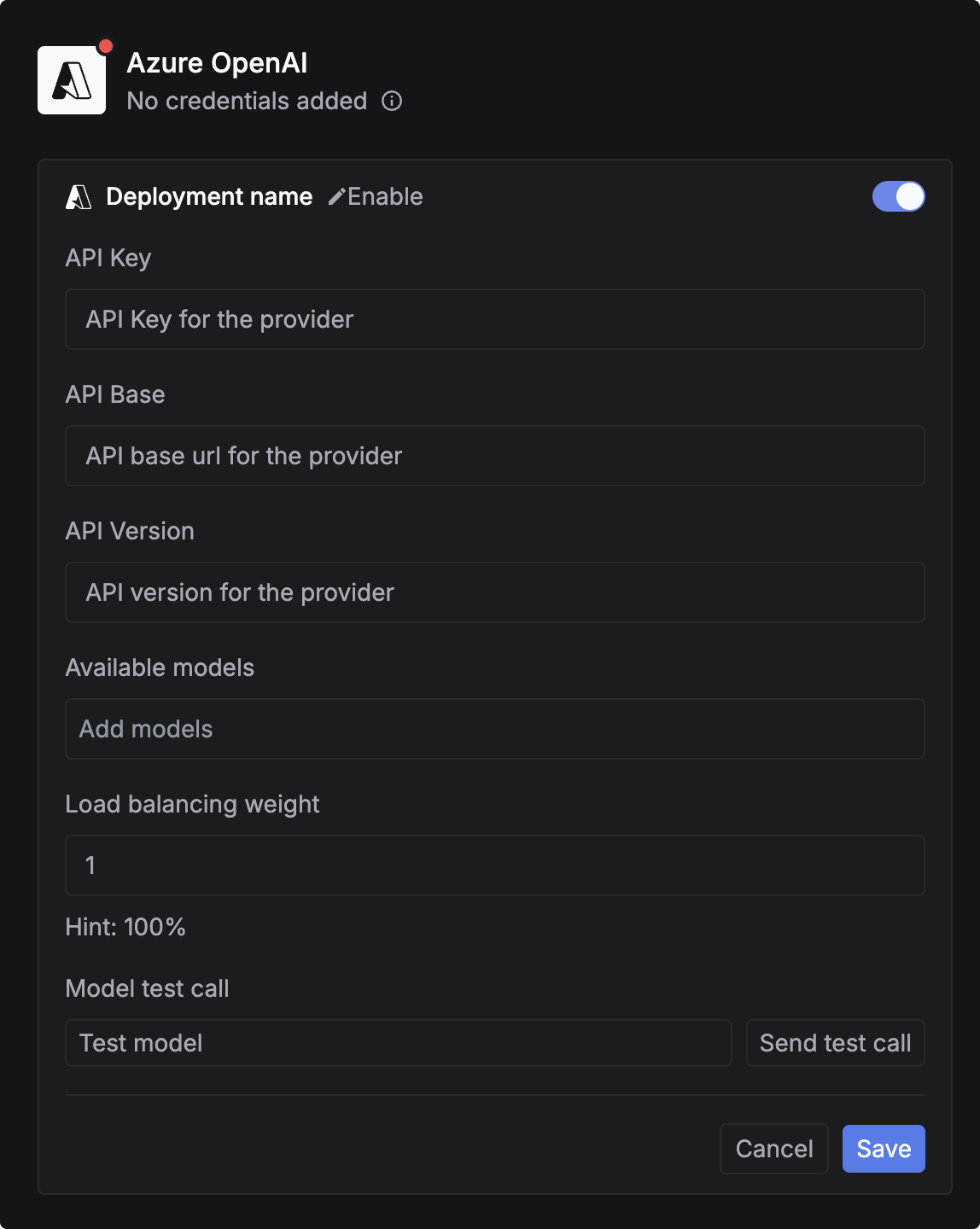 Add Azure credentials