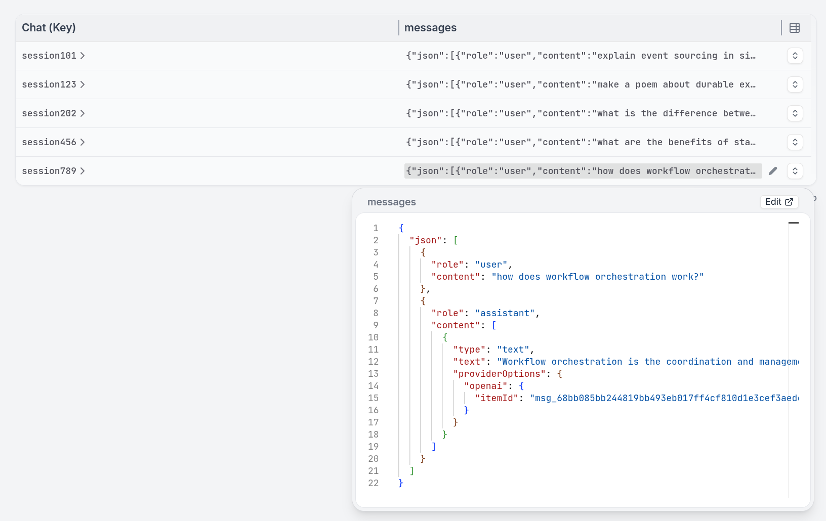 Conversation state in the Restate UI