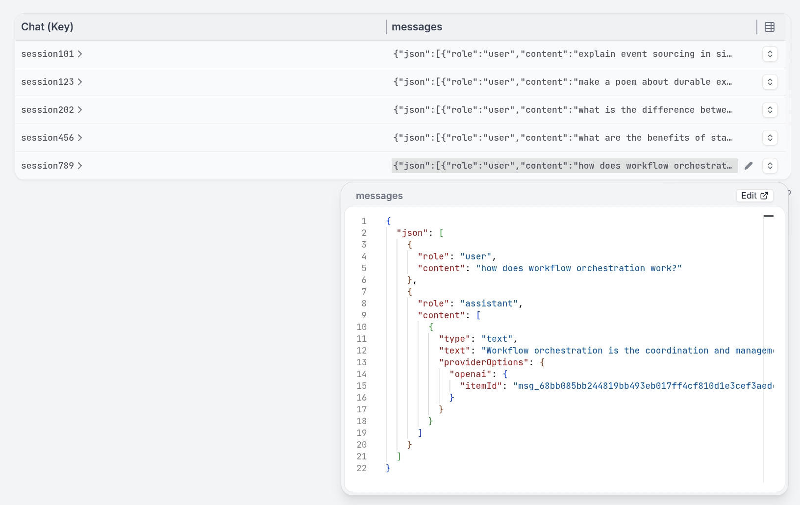 Conversation state in the Restate UI