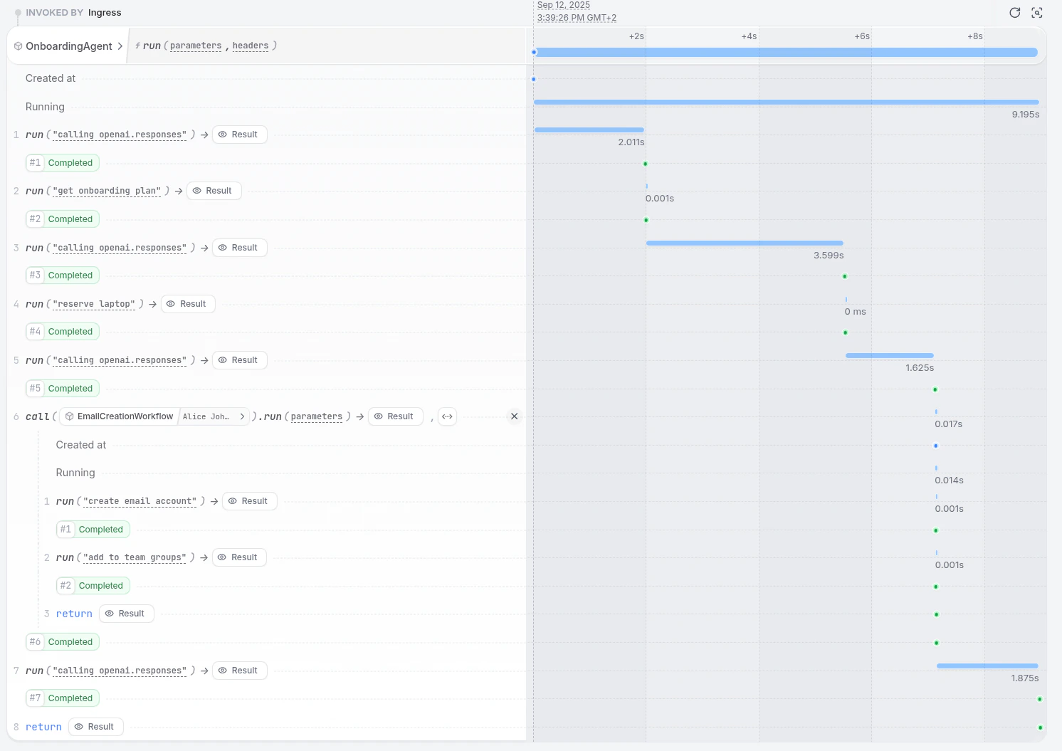 AI Agent Execution Trace