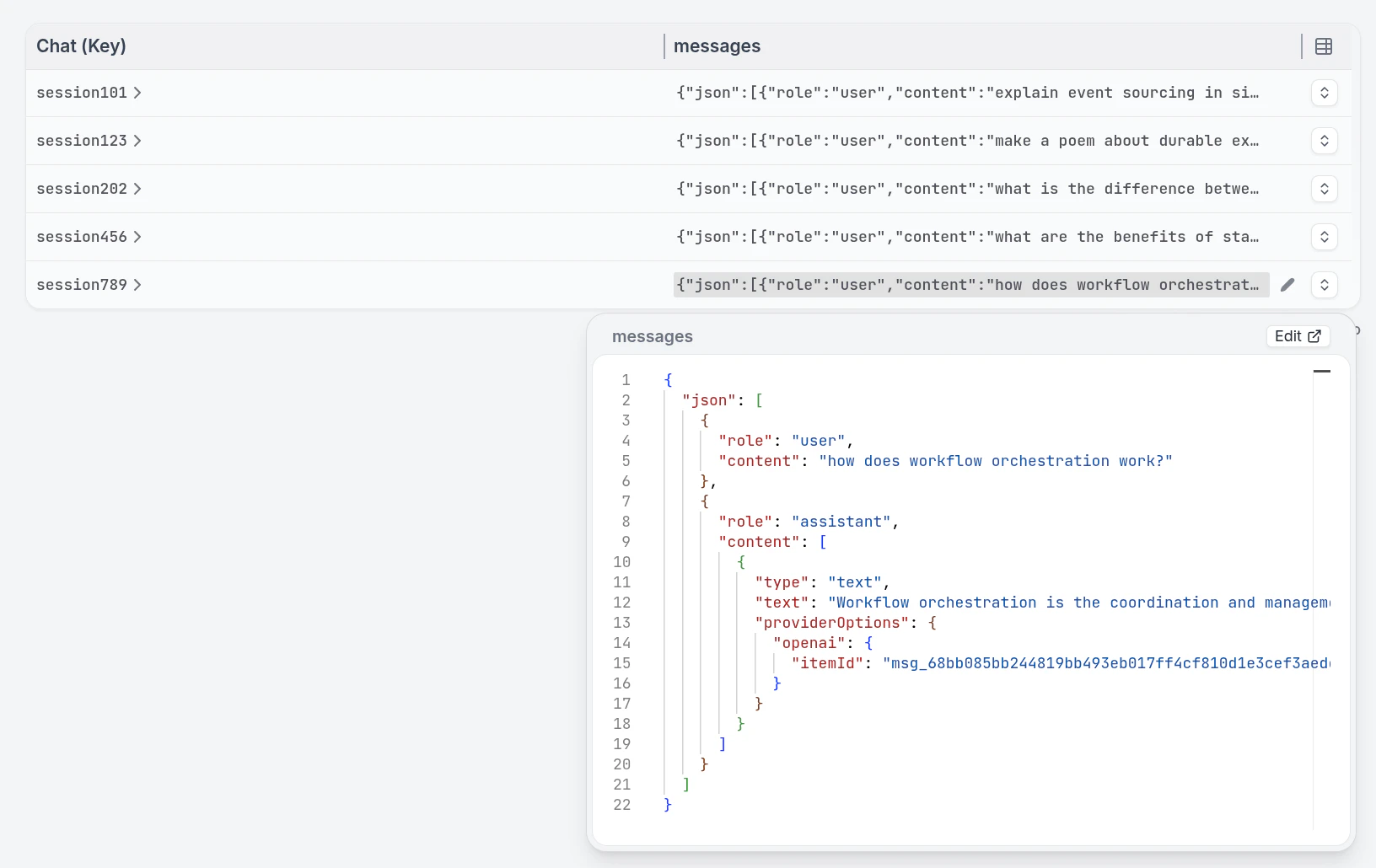 Conversation state in the Restate UI