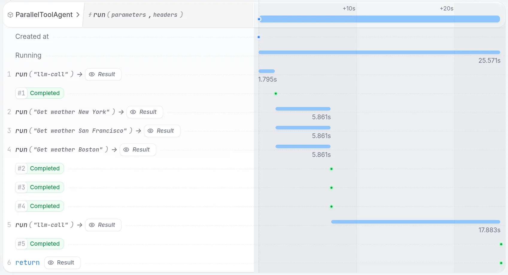 Parallel tool execution - UI