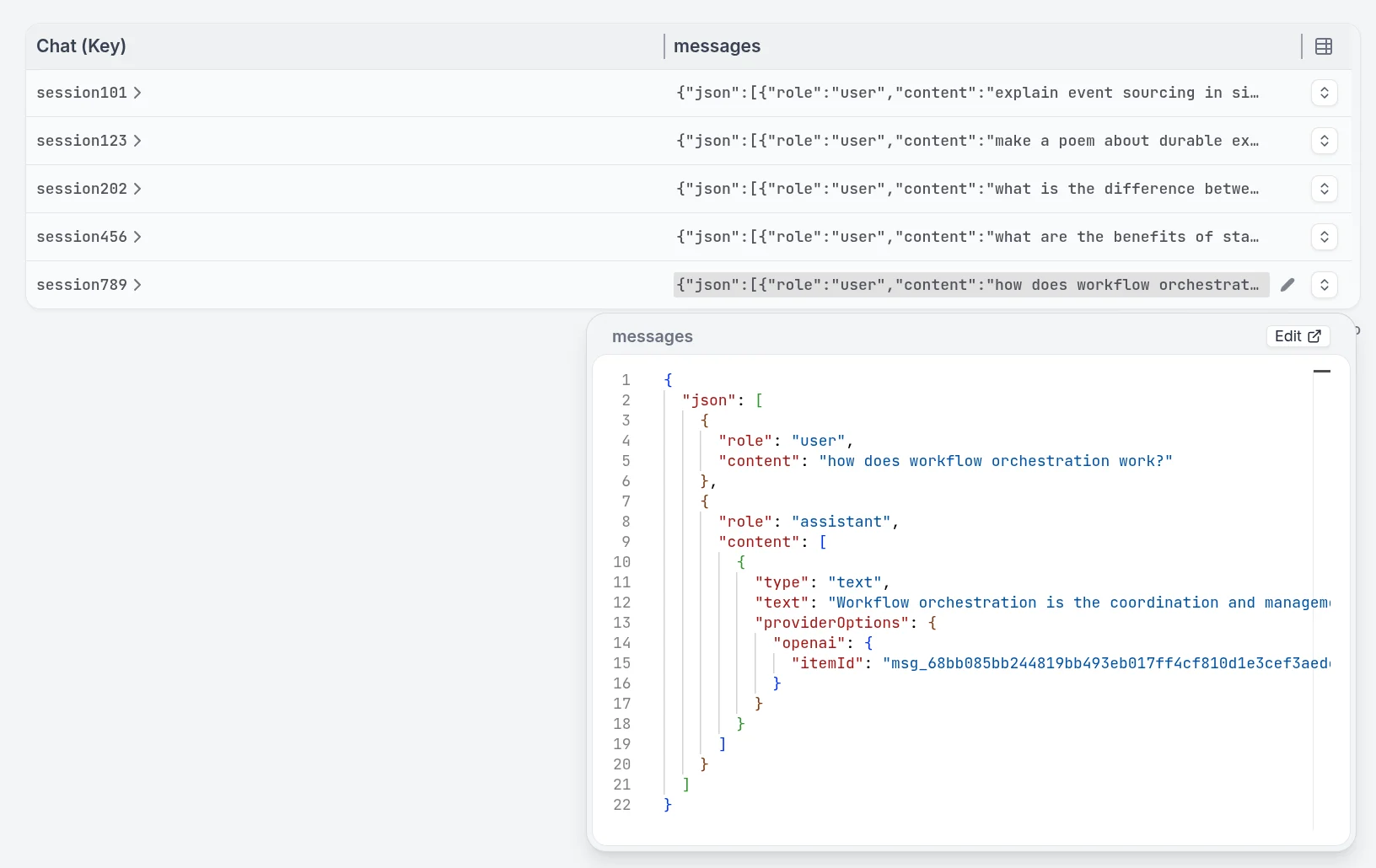 Conversation state in the Restate UI