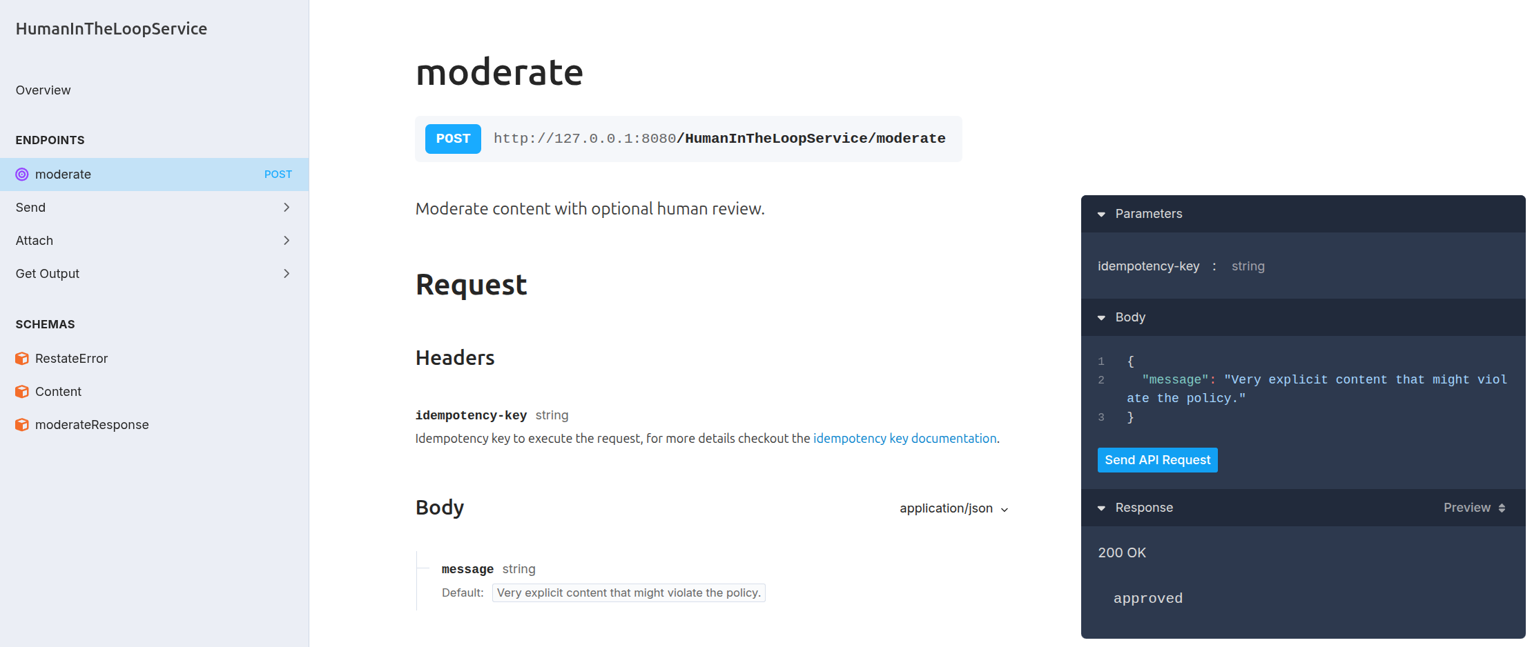 Human approval playground - UI