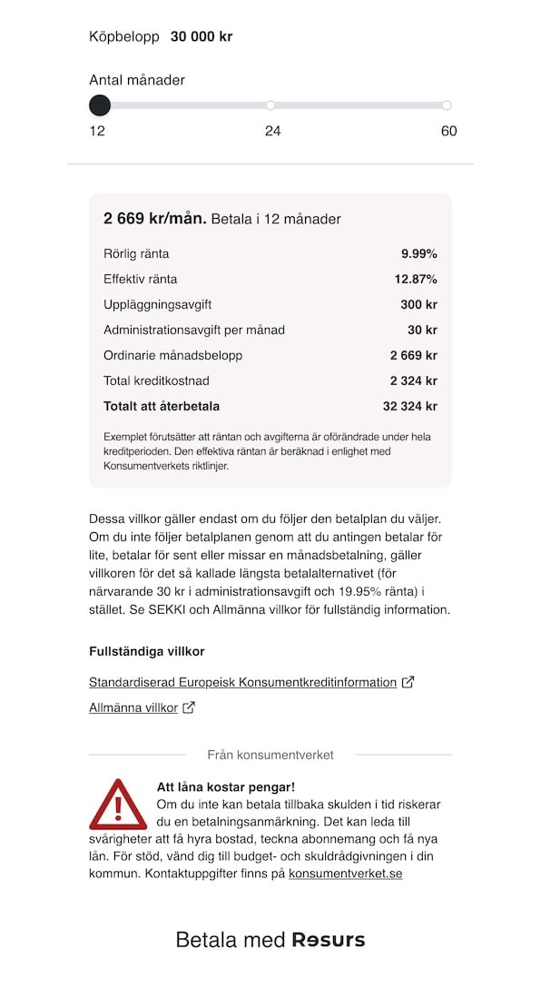 Checkout price info page showing fixed amount with price breakdown