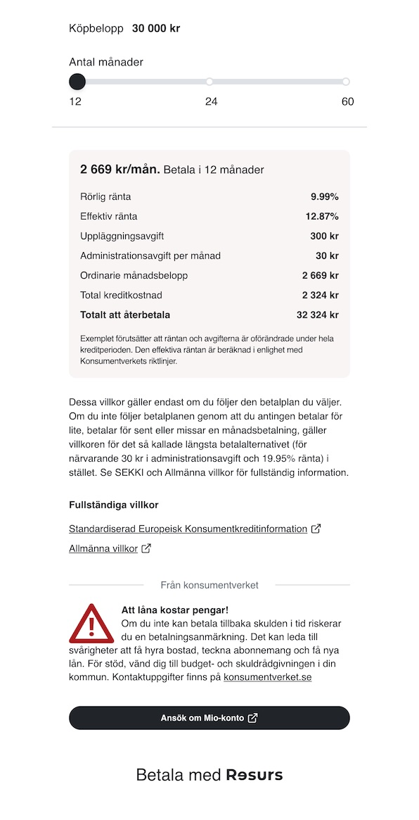 Checkout price info page showing fixed amount with price breakdown