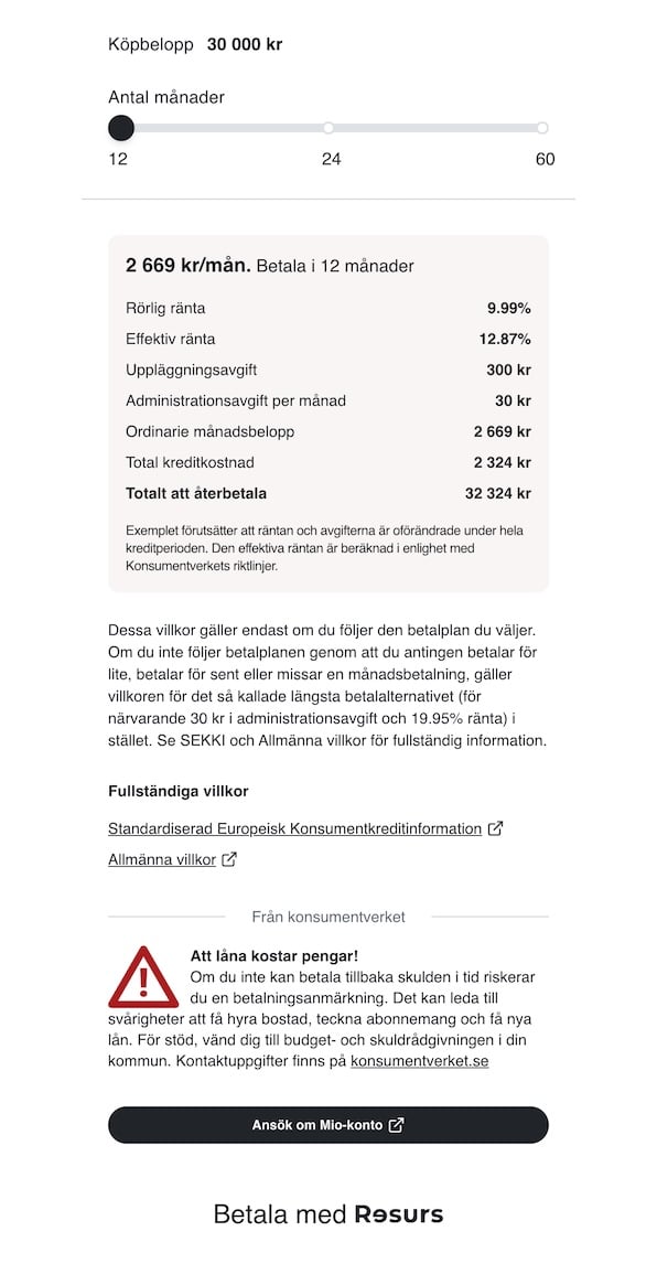 Checkout price info page showing fixed amount with price breakdown