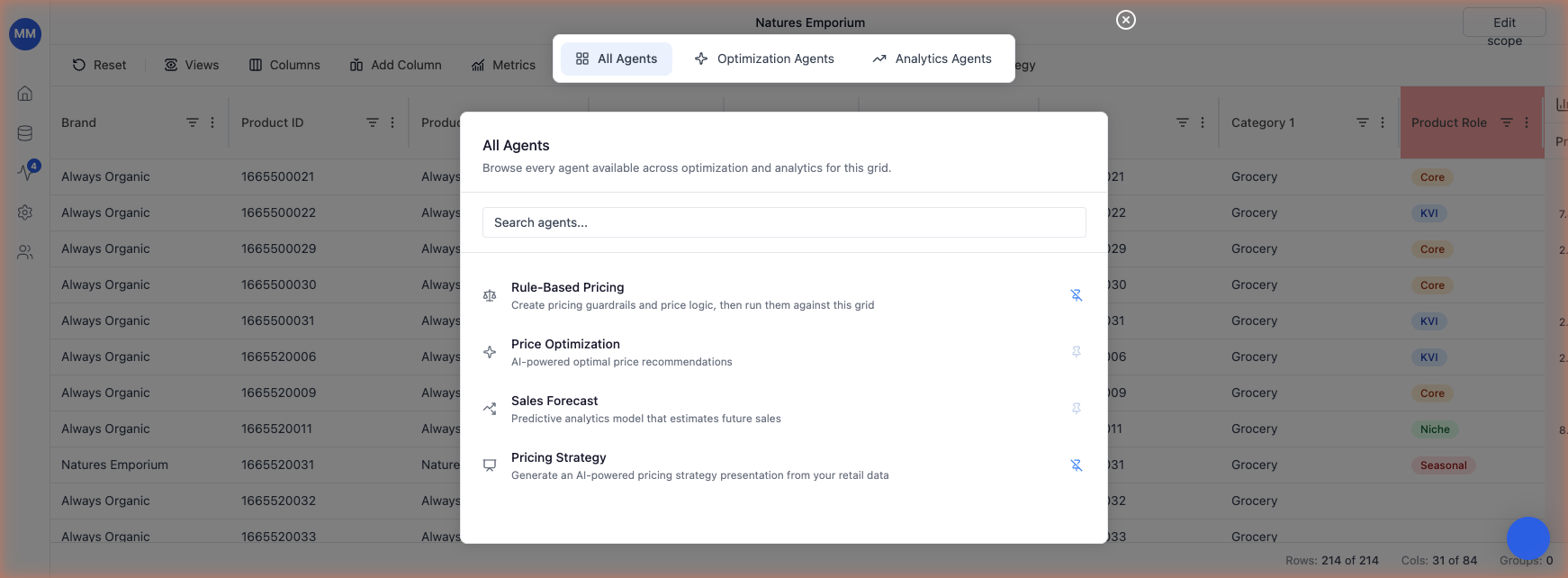 All Agents modal