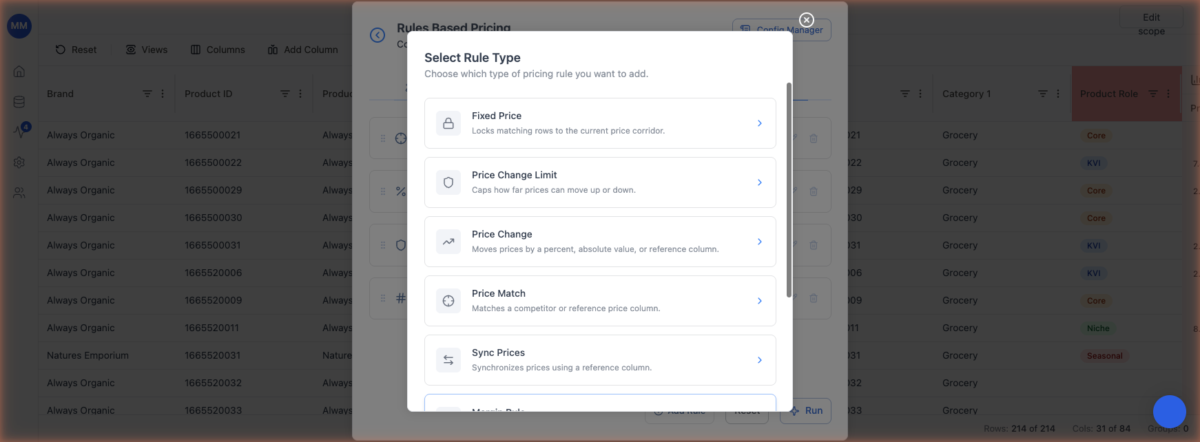 Select Rule Type picker