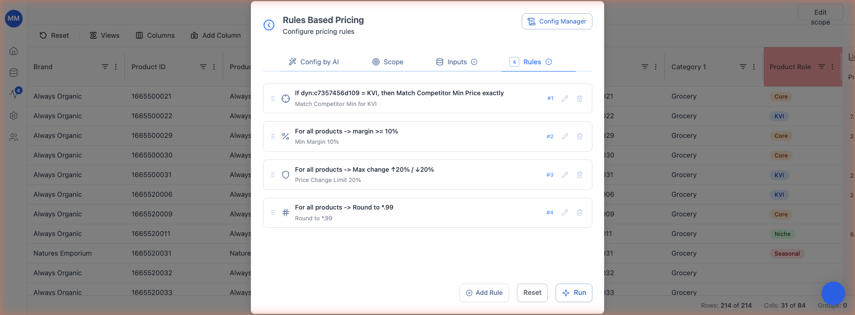 Rules tab listing configured rules
