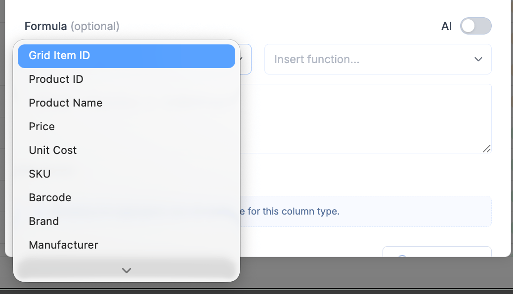 Insert column reference picker