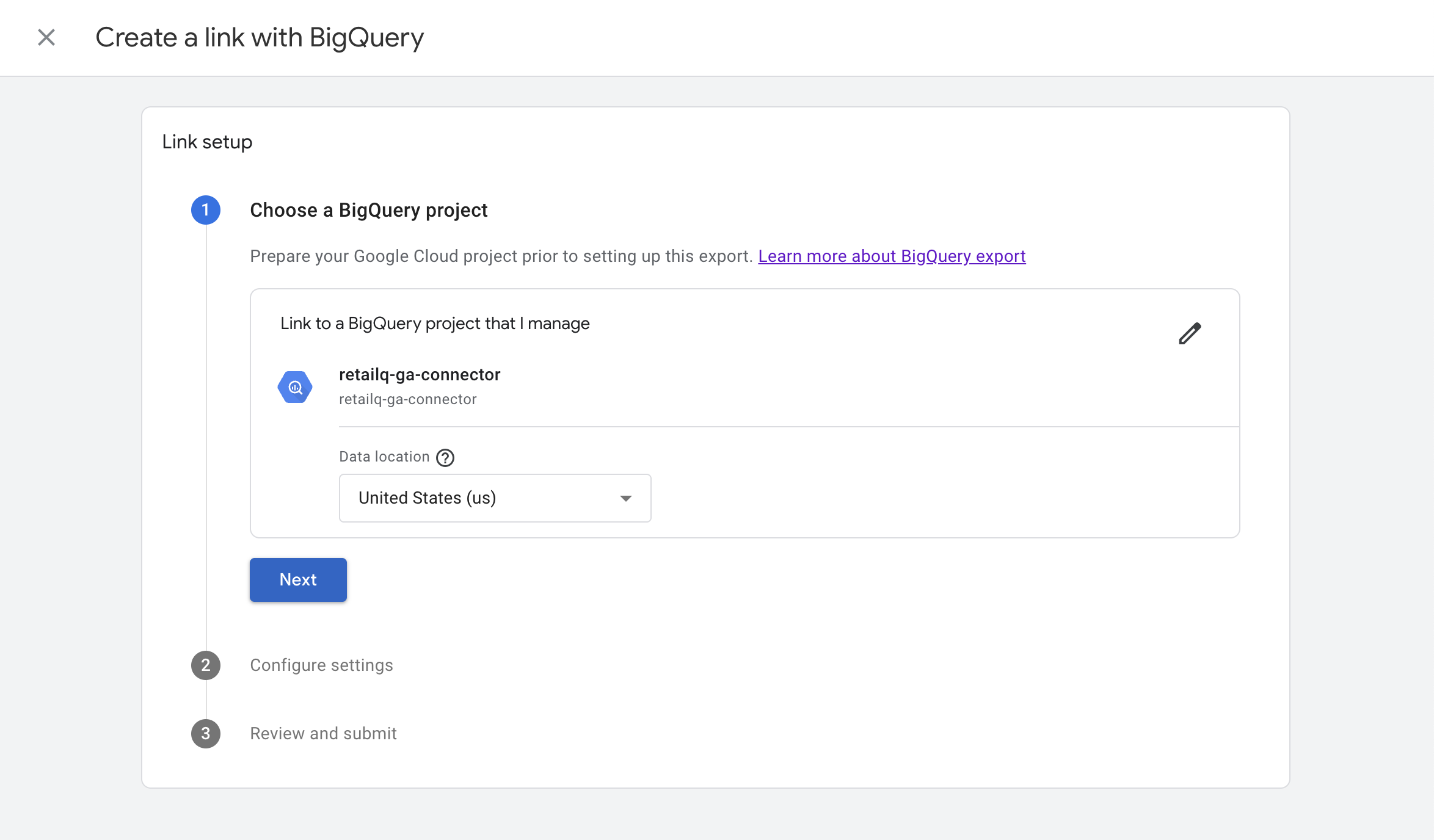 Image highlighting the location of the 'Data location' field on the page