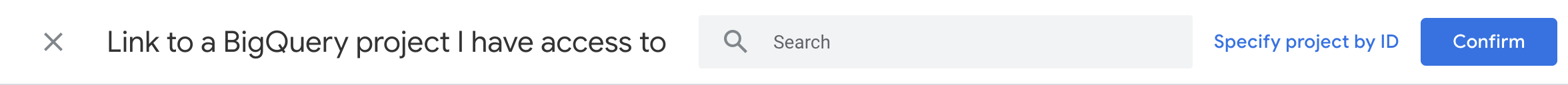 Image highlighting the location of the 'Specify by project ID' button on the page