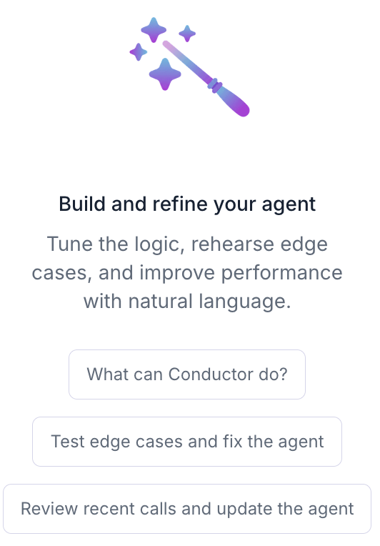 Starter suggestions in a new Conductor conversation