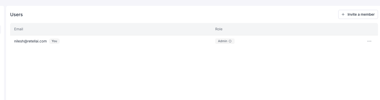 Workspace Users page with Invite a member button and member list