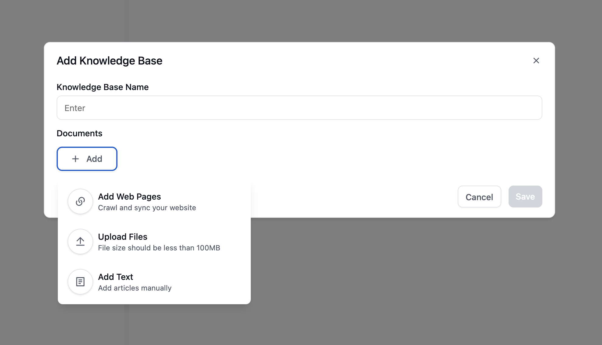 Adding knowledge base items
