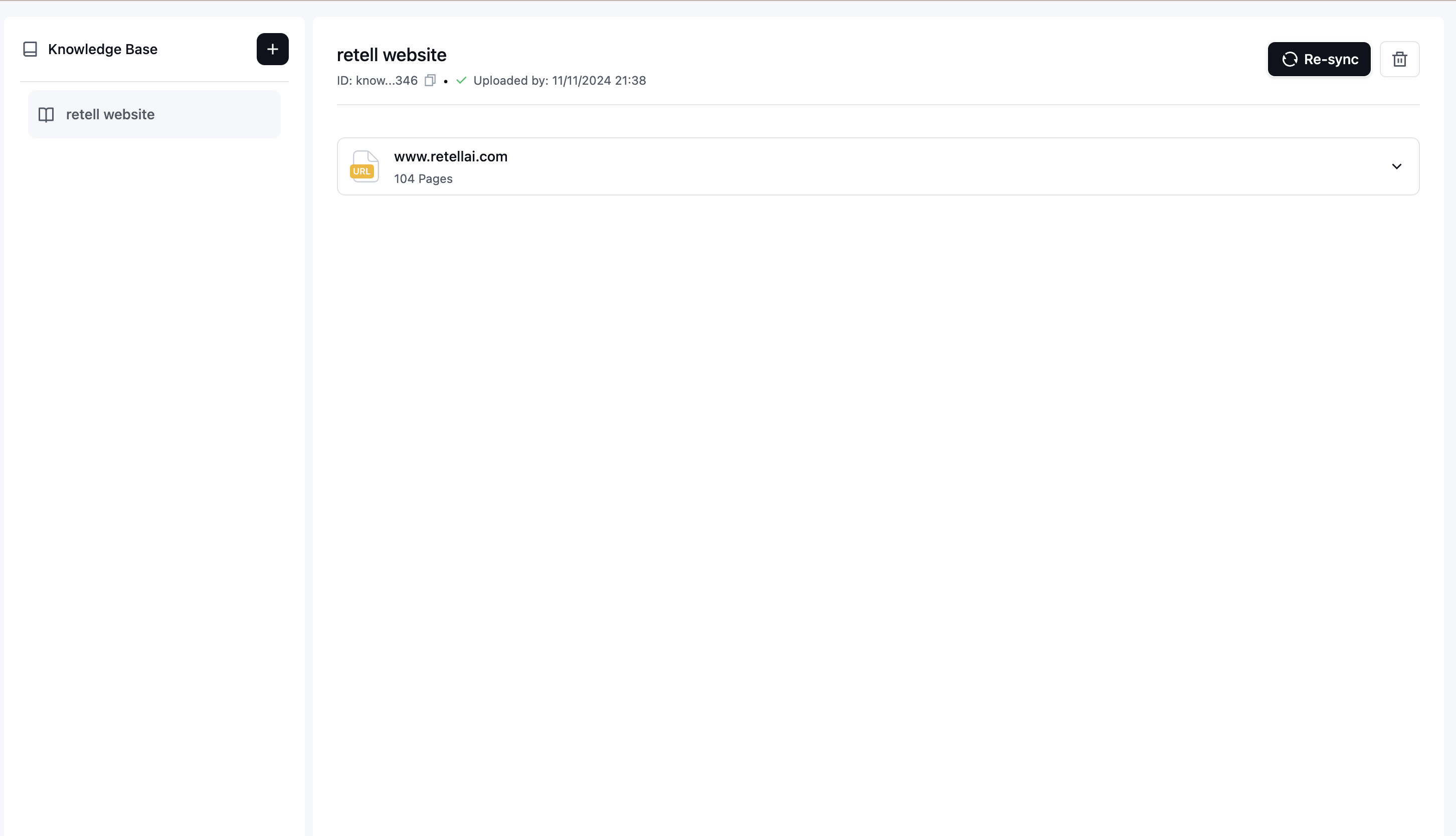 Knowledge base items list