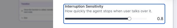 Interruption Sensitivity slider set to 0.8 in Speech settings.