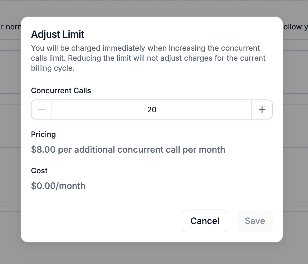 Adjust Concurrency dialog