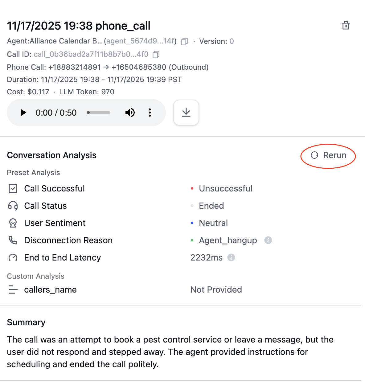 Rerun analysis button