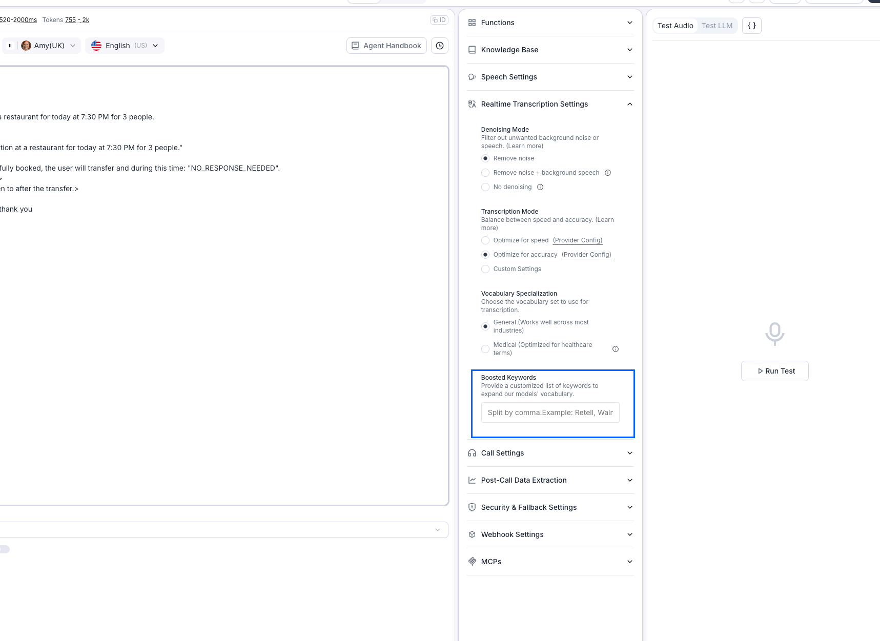 Boosted Keywords Configuration