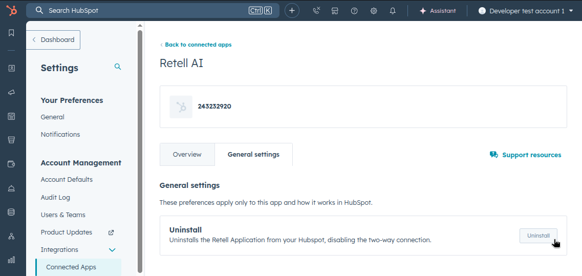 Uninstall Retell AI application