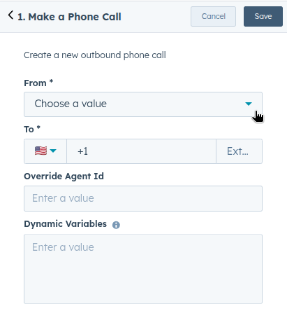 Call form configuration