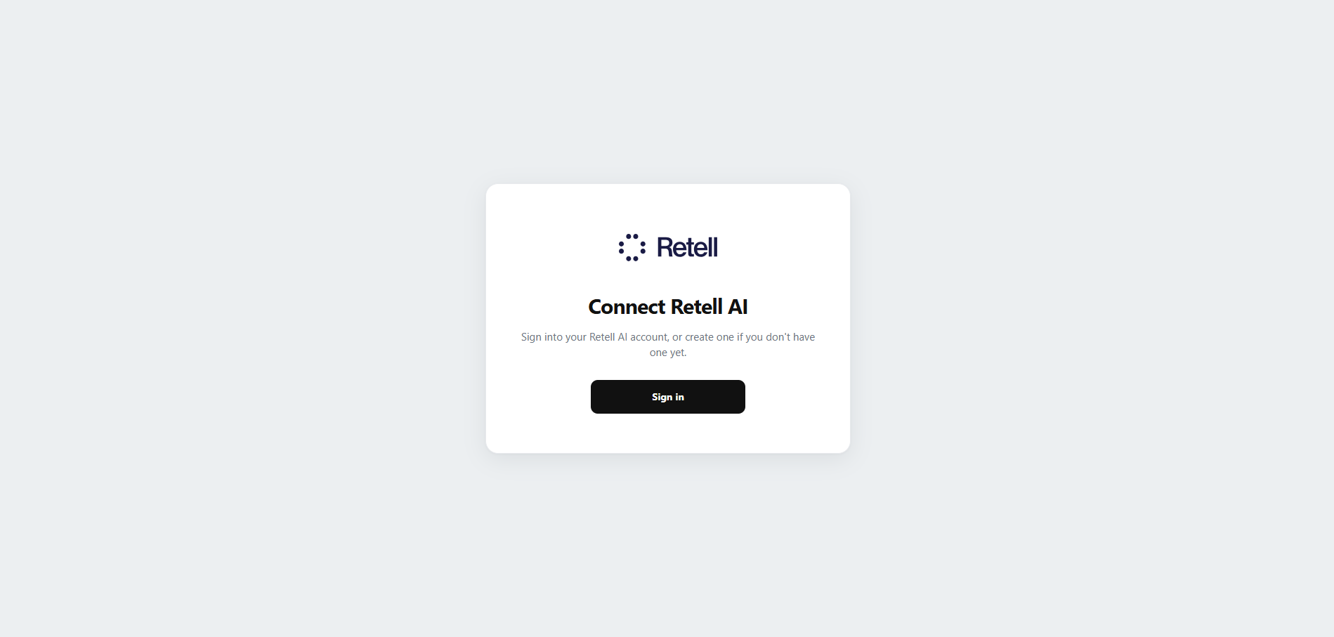 Retell Notion setup wizard with the Sign in option