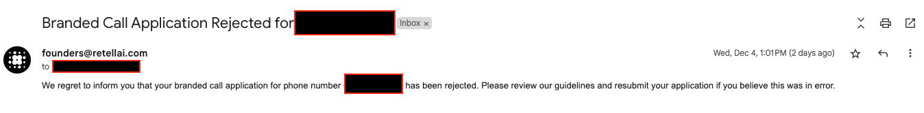 Rejection status