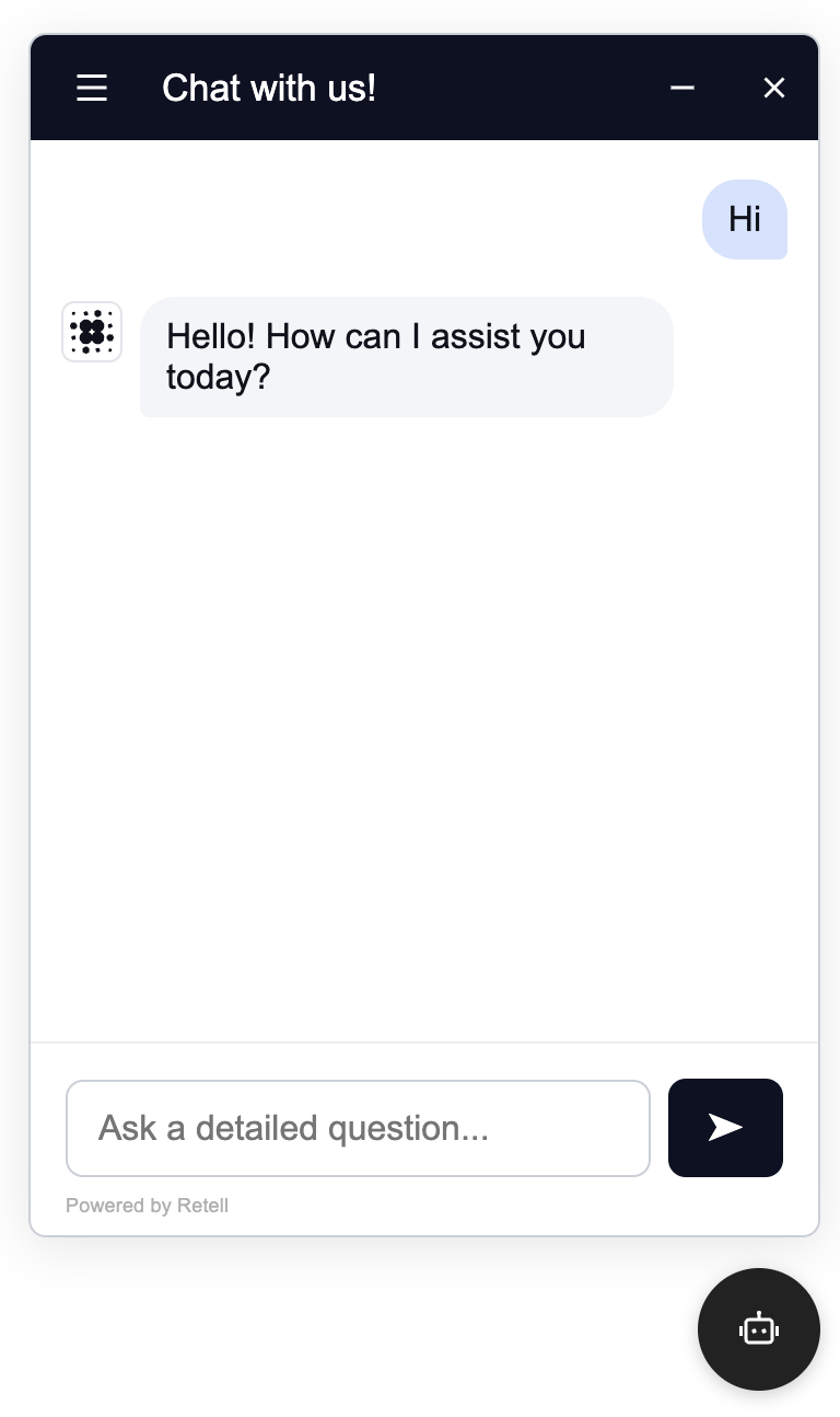 Retell Website Widget