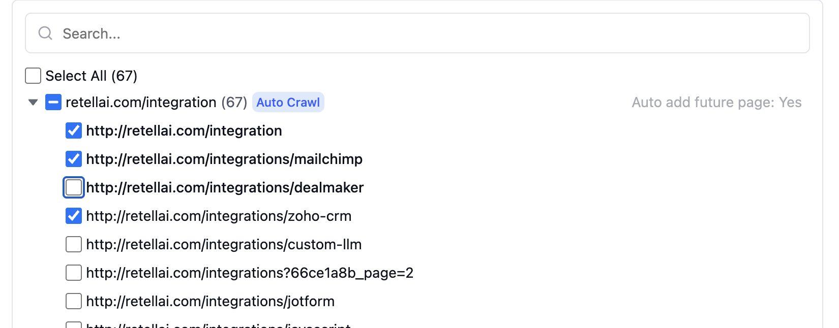 Editing the exclusion list