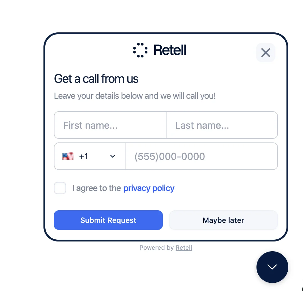 Retell Callback Widget