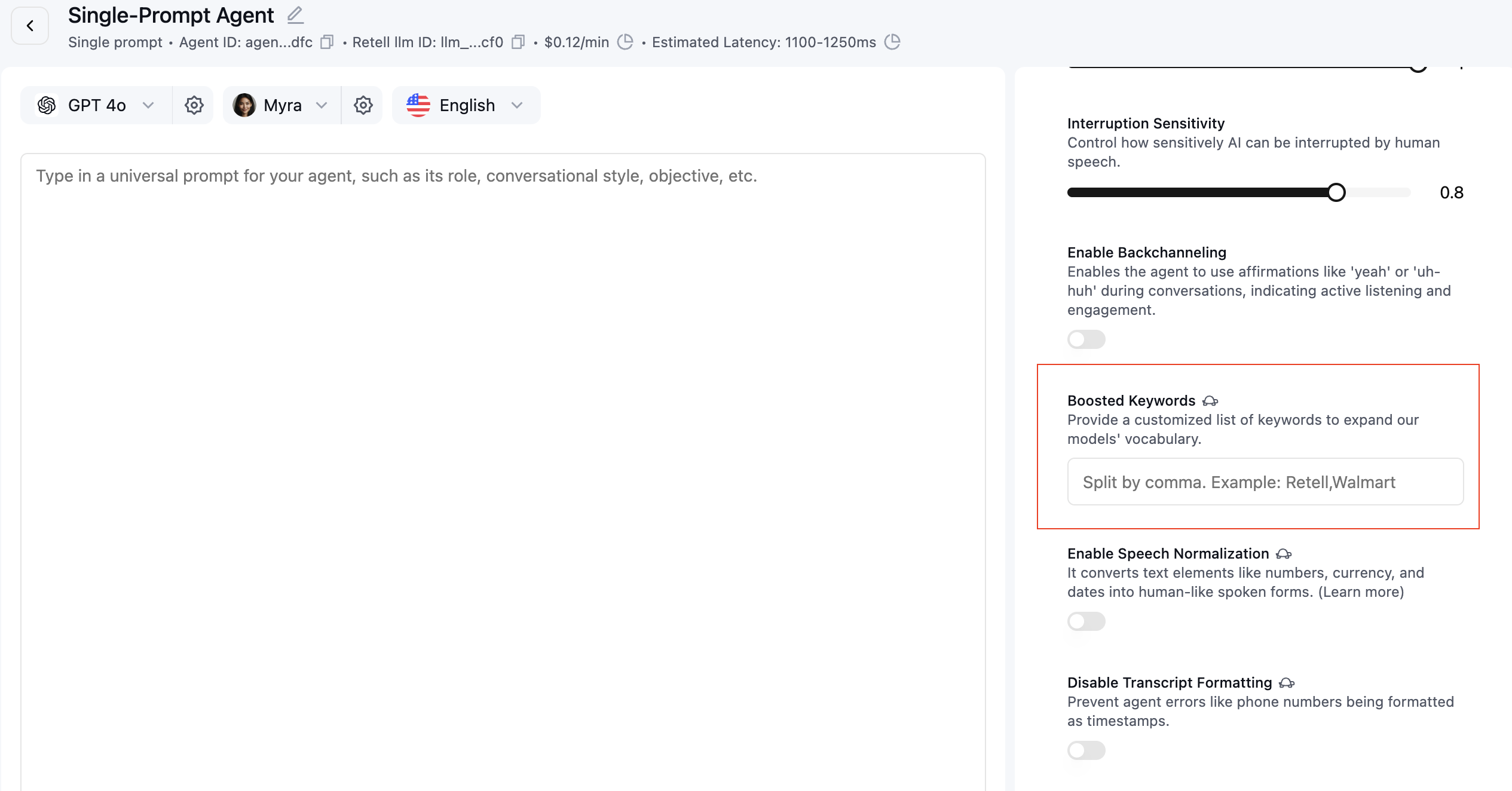 Boosted Keywords Configuration