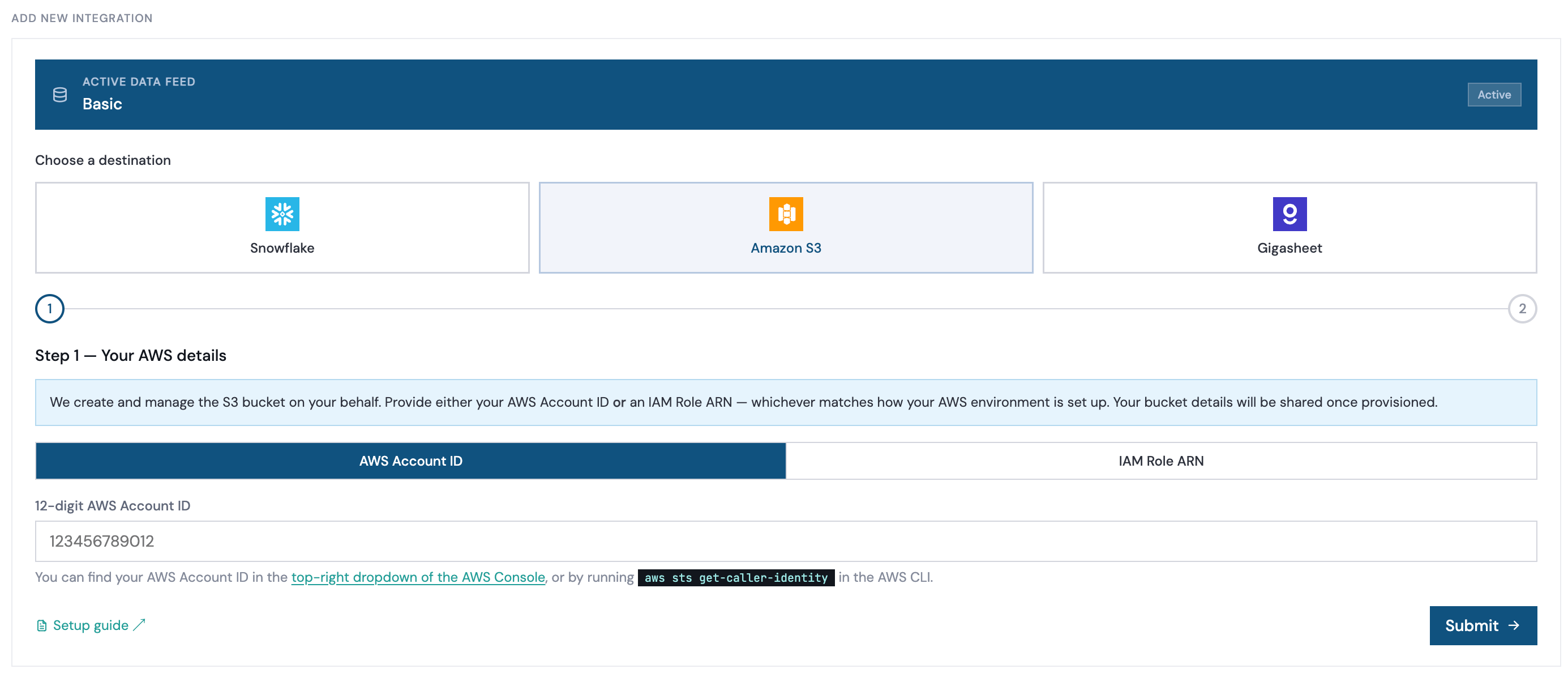 Setting up your AWS S3 integration in RevenueBase.