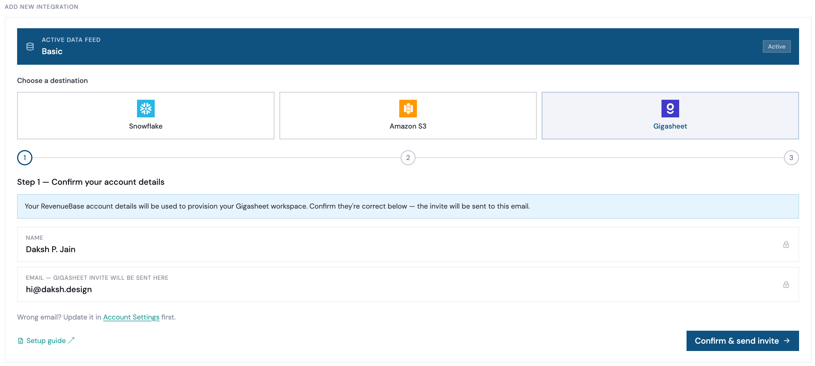 Setting up your Snowflake integration in RevenueBase.