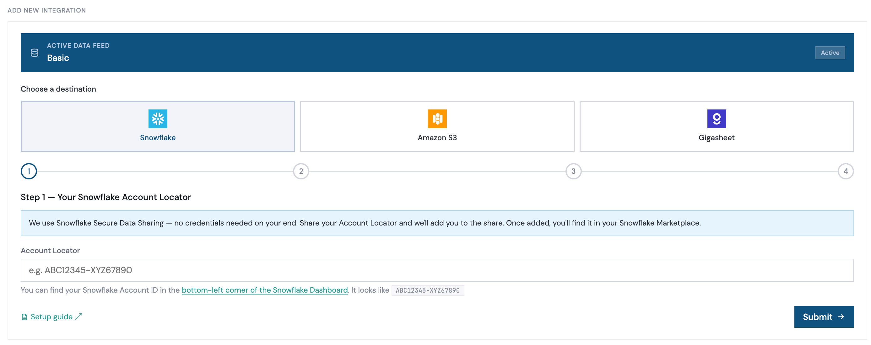 Setting up your Snowflake integration in RevenueBase.