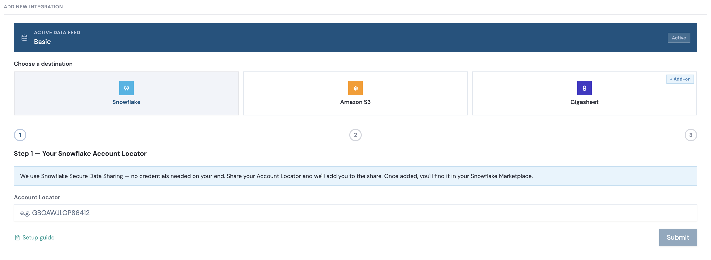 Setting up your Snowflake integration in RevenueBase.